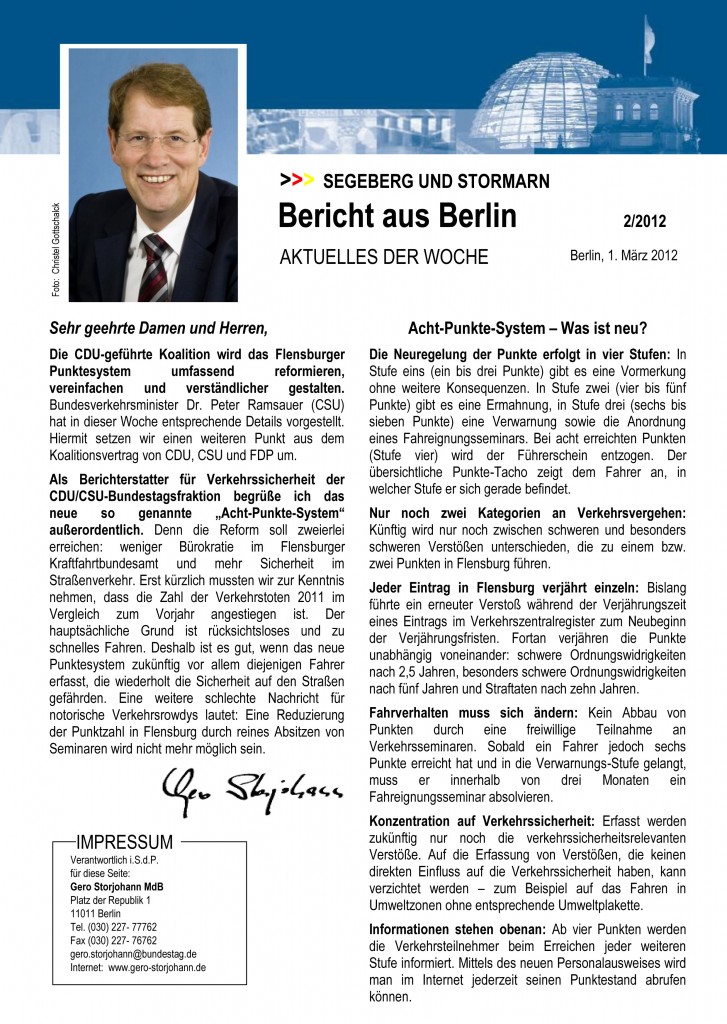 Gero Storjohann MdB - Bericht aus Berlin - Bild