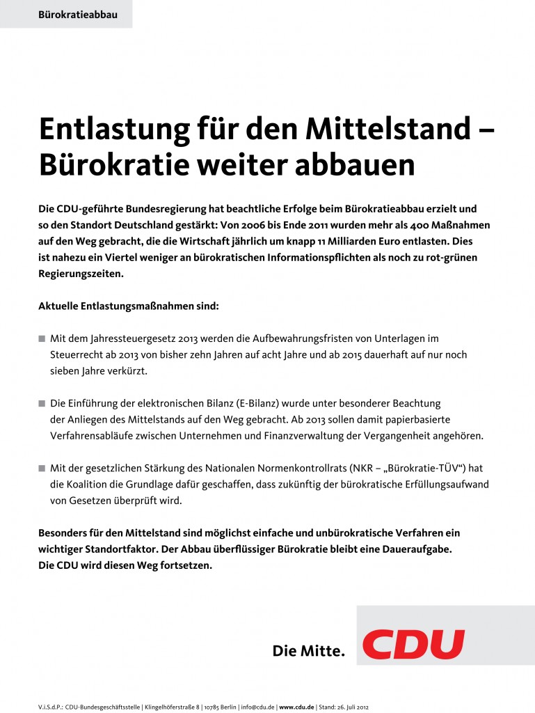 Entlastung für den Mittelstand – Bürokratie weiter abbauen - Bild