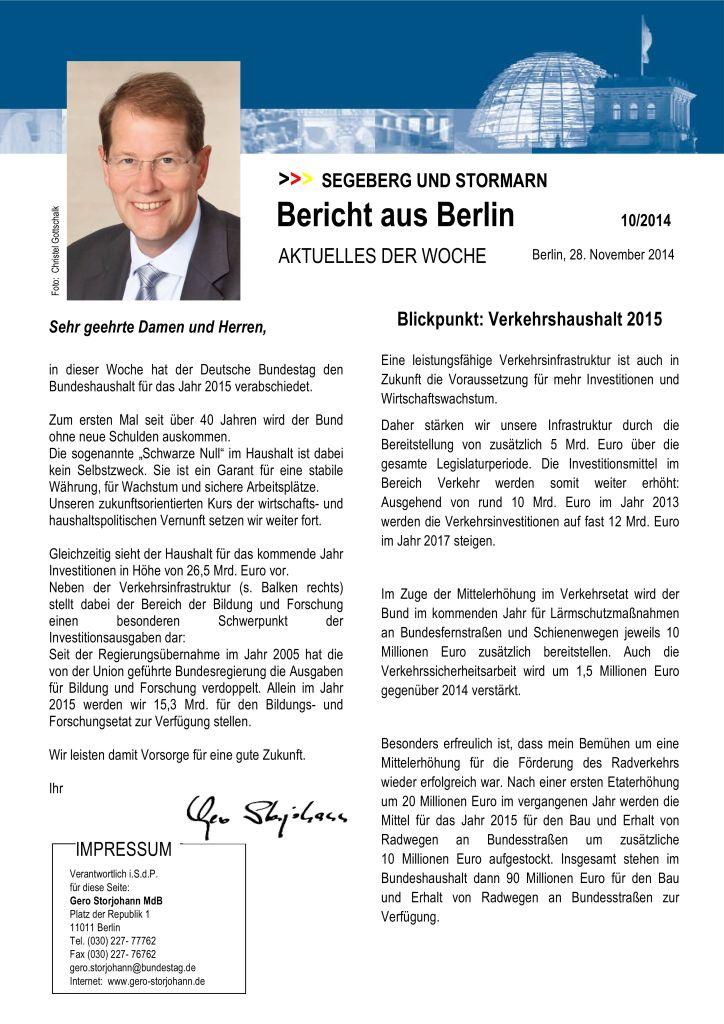 Bericht aus Berlin, 28. November 2014_S1