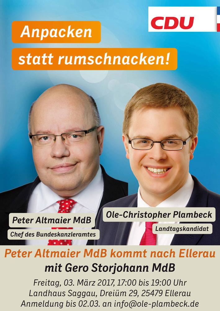 Peter Altmaier , Gero Storjohann und Ole-Christopher Plambeck kommen nach Ellerau - Bild