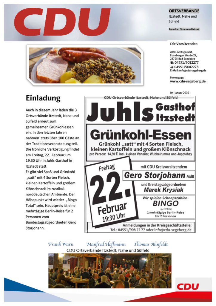 Grünkohlessen mit Gero Storjohann in Itzstedt - Bild