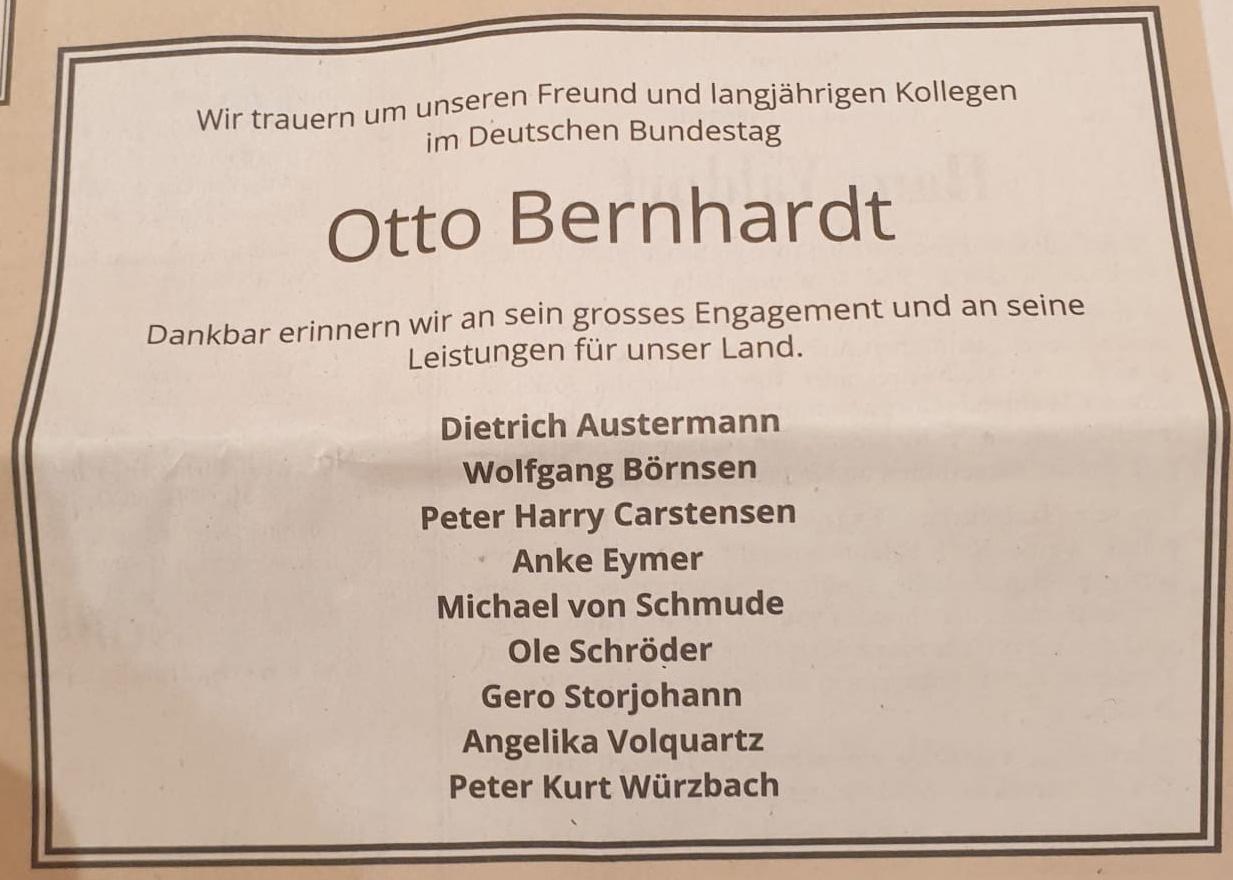 Trauer um Otto Bernhardt - Bild