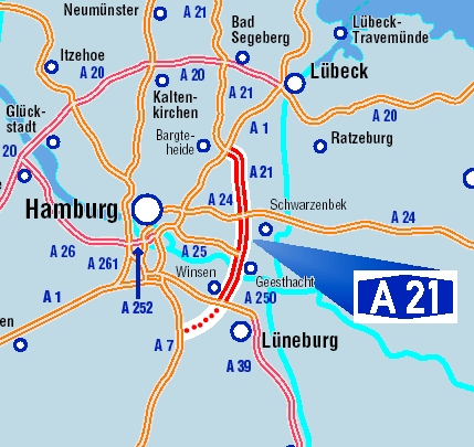 Verlauf der geplanten A 21 (Quelle: HK Hamburg)