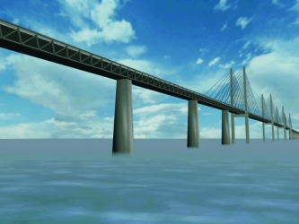 Modell einer Brücke über den Fehmarnbelt (Quelle: Verkehrsministerium Sschleswig-Holstein)